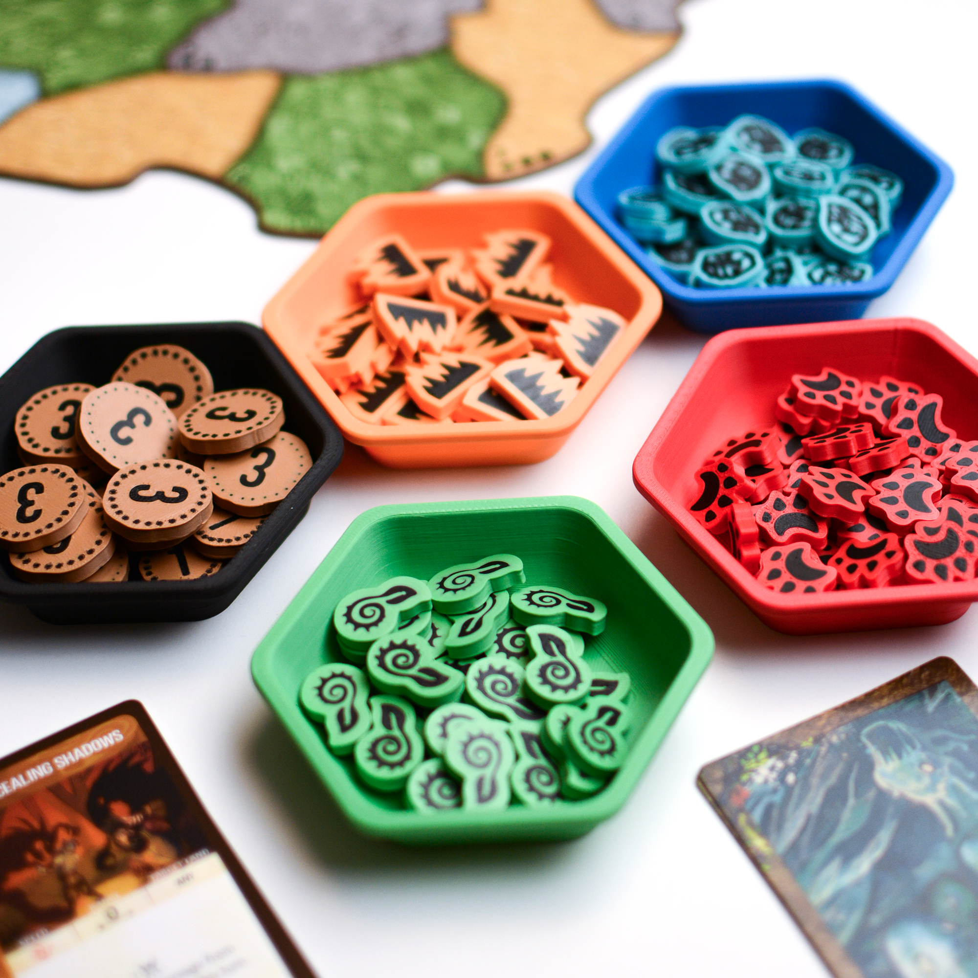 Hatszög alakú token tartó